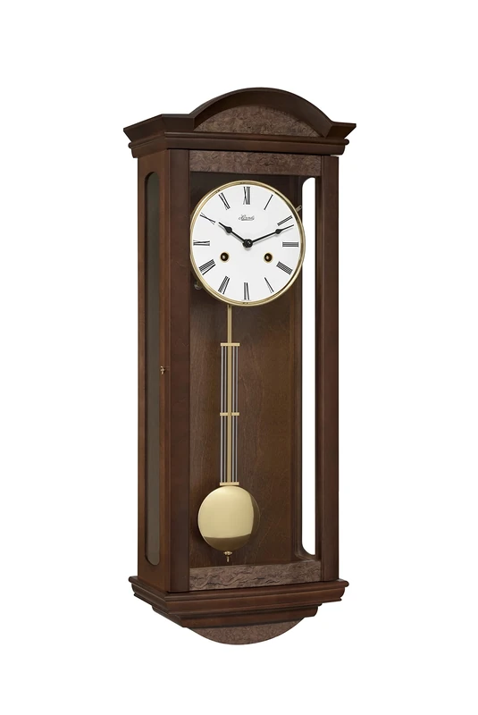 Hermle Pendulum Wall Clock in Burl Wood Look 71001-030141 1/2 Hour Stroke Brown 66 cm x 25 cm x 14 cm