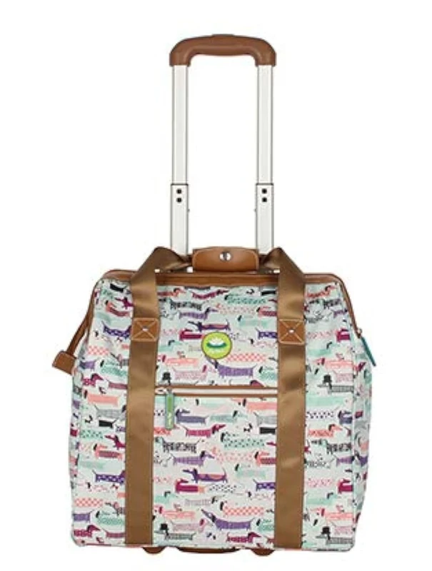 Lily Bloom Designer Under The Seat Tote Cabin Luggage Collection - 15 Inch Patterned Carry on Bag for Women - Lightweight Suitcase with 2 Rolling Wheels, Totally Paw Some, 15 X 8 X 15 inches
