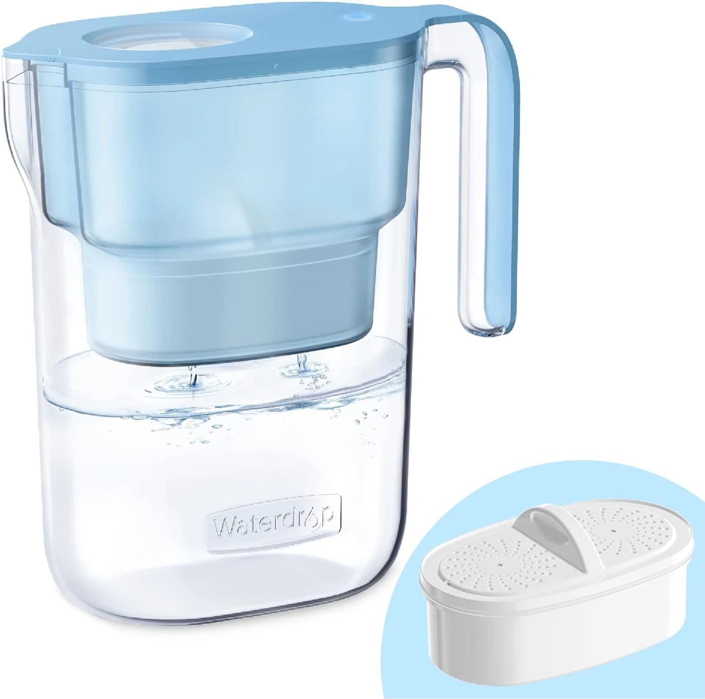Waterdrop Elfin Fridge Water Filter Jug with 3 Months Filter, 2.5L, Reduces Fluoride, Chlorine and More, NSF Certified, BPA Free, Blue (Replacement Filter: WD-PF-01A Plus)