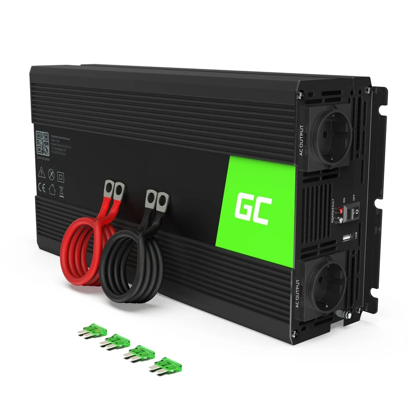 Green Cell 1500W / 3000W 12V to 230V Volt Car Voltage Converter Power Solar Inverter DC AC Converter Current Transformer Vehicles Caravan Car Modified Sine Wave Car Charger