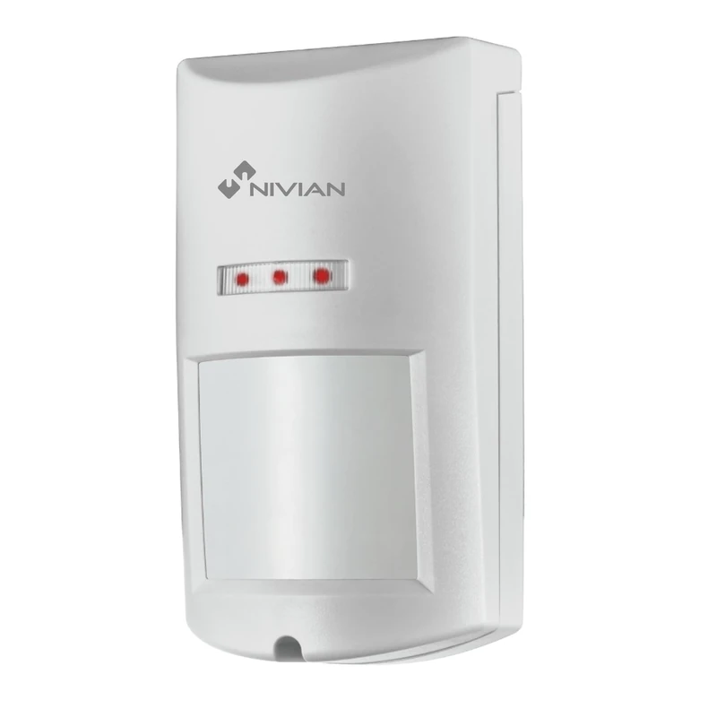 Nivian - Wireless motion detector compatible with Nivian alarm, suitable for outdoor immune against pets up to 20 kg, detection of 12 m/100º tampering sabotage, easy installation without cables