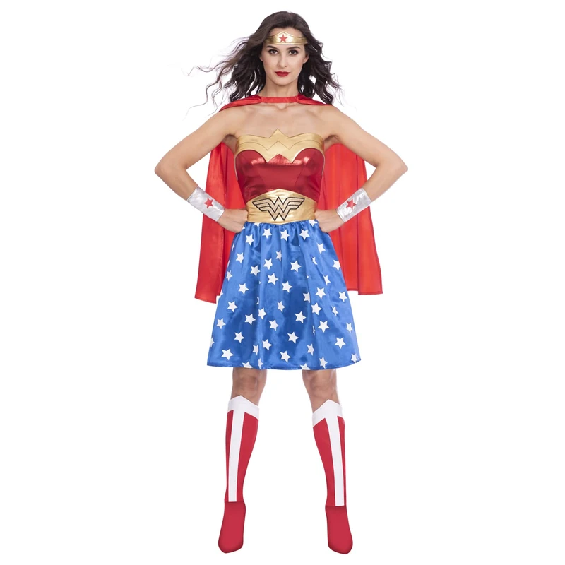 Amscan 9906148 Adult Womens Official Warner Bros DC Comics Licensed Wonder Woman Classic Fancy Dress Costume (UK Dress Size 16-18)
