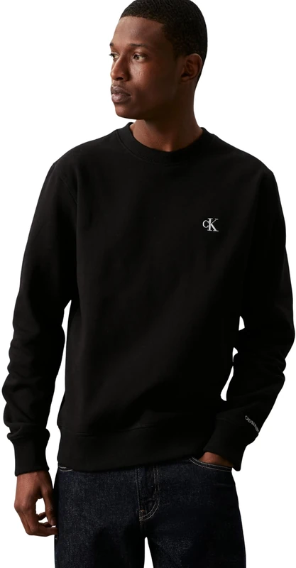 Calvin Klein Men Ck Essential Sweatshirt no Hood, Black (Ck Black), XL