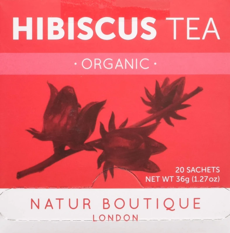 Natur Boutique Organic Hibiscus Tea Sachets, 1 Pack of 20 Sachets, 30 g