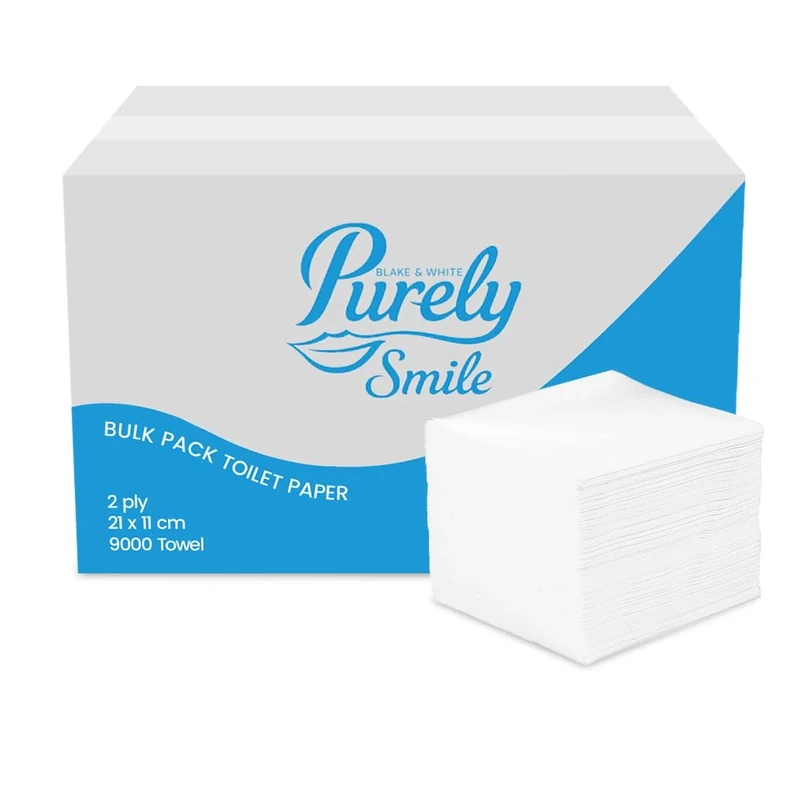 Blake & White 2-Ply Toilet Paper Bulk Pack - Purely Smile Strong & Ultra Absorbent Toilet Paper for Public Restrooms & Leisure Centers - Interfold Design for Easy Dispensing - 36 Pack of 250 Sheets