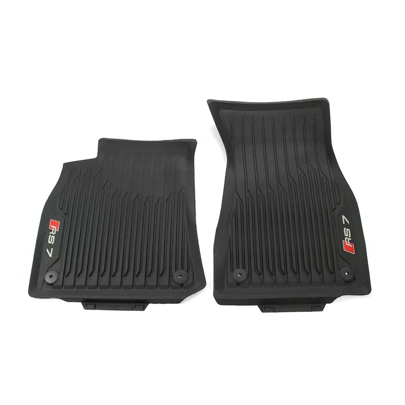 Audi 4K8061221A041 Rubber Floor Mats 2 x Rubber Mats Front (C8) Sportback All-Weather Mats Black/Red with RS7 Lettering - Image 1