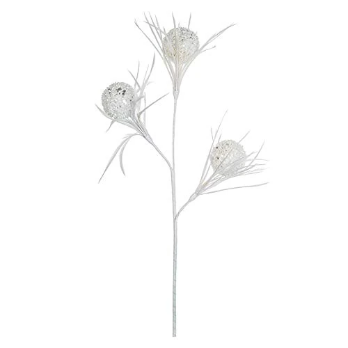 EUROCINSA Ref.71169C01 Christmas Tree with 3 White Balls, Box of 12, Plastic/Feathers, 52 cm