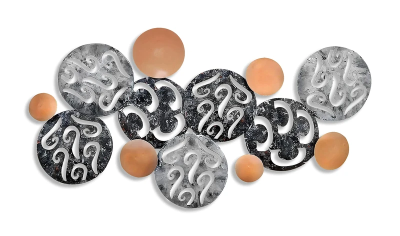 World Art Composition: Metal Paintings and Sculptures, Multicoloured, H67 x L131 x S4 cm