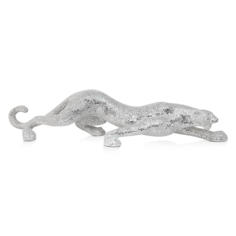 World Art Panther Items Decorated in Glass or Wood, Multicoloured, H24 x L106 x S28 cm