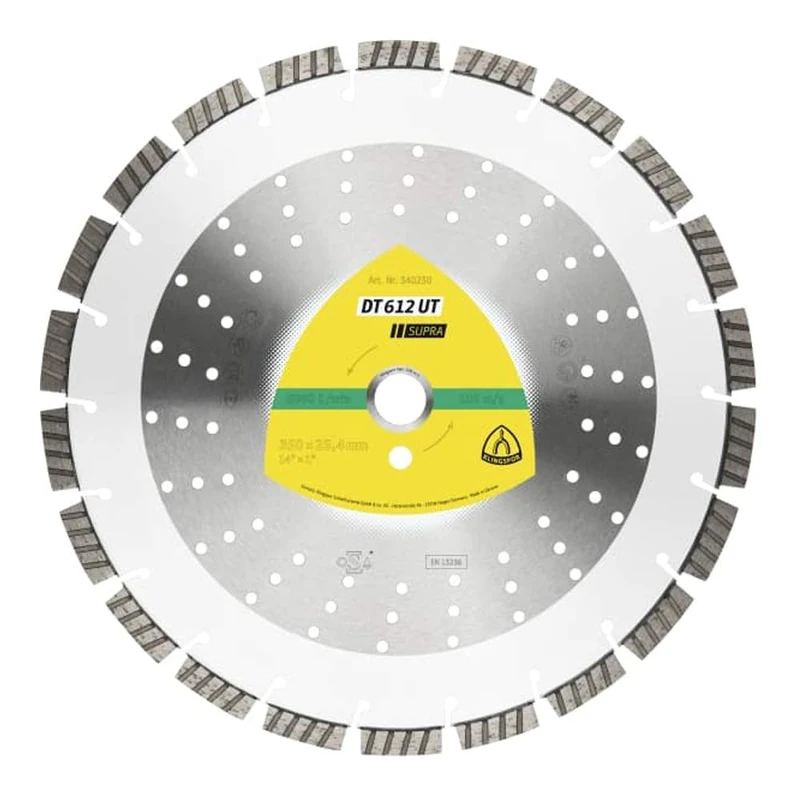 Klingspor 340230 DT 612 UT SUPRA Diamond Large Cutting Discs for Concrete, Old Concrete, Reinforced, Construction Site Materials, Class Supra, Standard Turbo, 350 mm x 3 mm x 25.4 mm