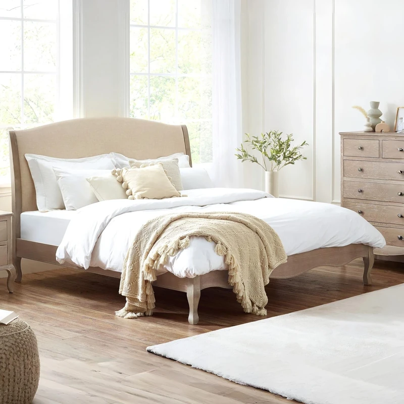 Julian Bowen Camille Bed, Oatmeal/Limed Oak, Double