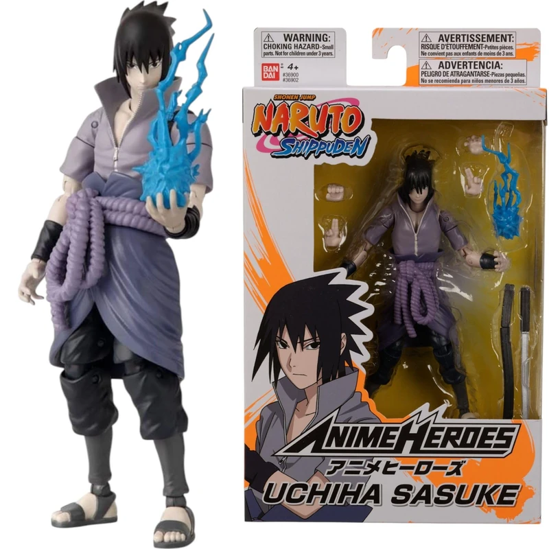 ANIME HEROES Naruto Action Figure Sasuke Uchiha | 17cm Naruto Figure Sasuke Uchiha Figure With Extra Hands And Accessories | Naruto Shippuden Anime Figure | Bandai Action Figures For Boys And Girls