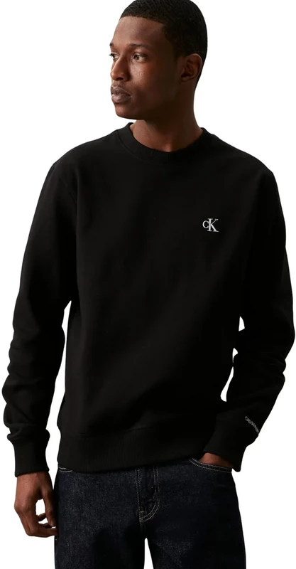 Calvin Klein Men Ck Essential Sweatshirt no Hood, Black (Ck Black), M