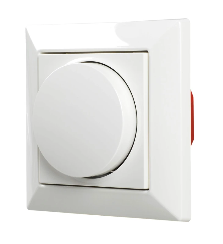 EHMANN 5591x0000 T55.00 LED Universal Dimmer T55.00 Professional with Cover, Rotary Knob, Central Plate (55x55) and Single Frame, White Similar to RAL 9016, LED 3-160W