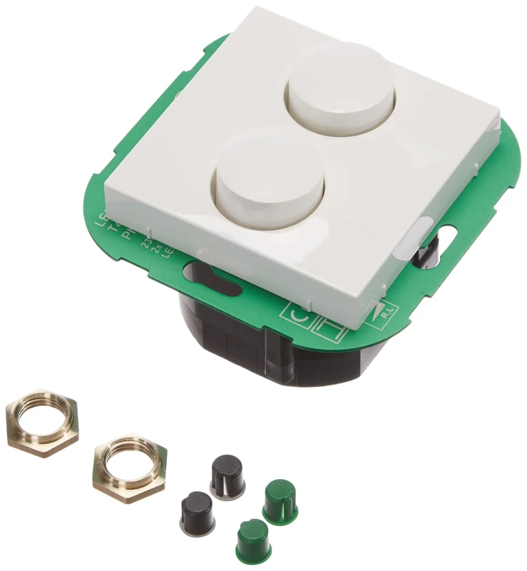 EHMANN 4295x0700 T42.07 Flush-Mounted Double Dimmer with Cover 55 x 55, Phase Control, 230 V, 50 Hz, Power: LED 2x 5-40 W, 2x 15-110 W/VA