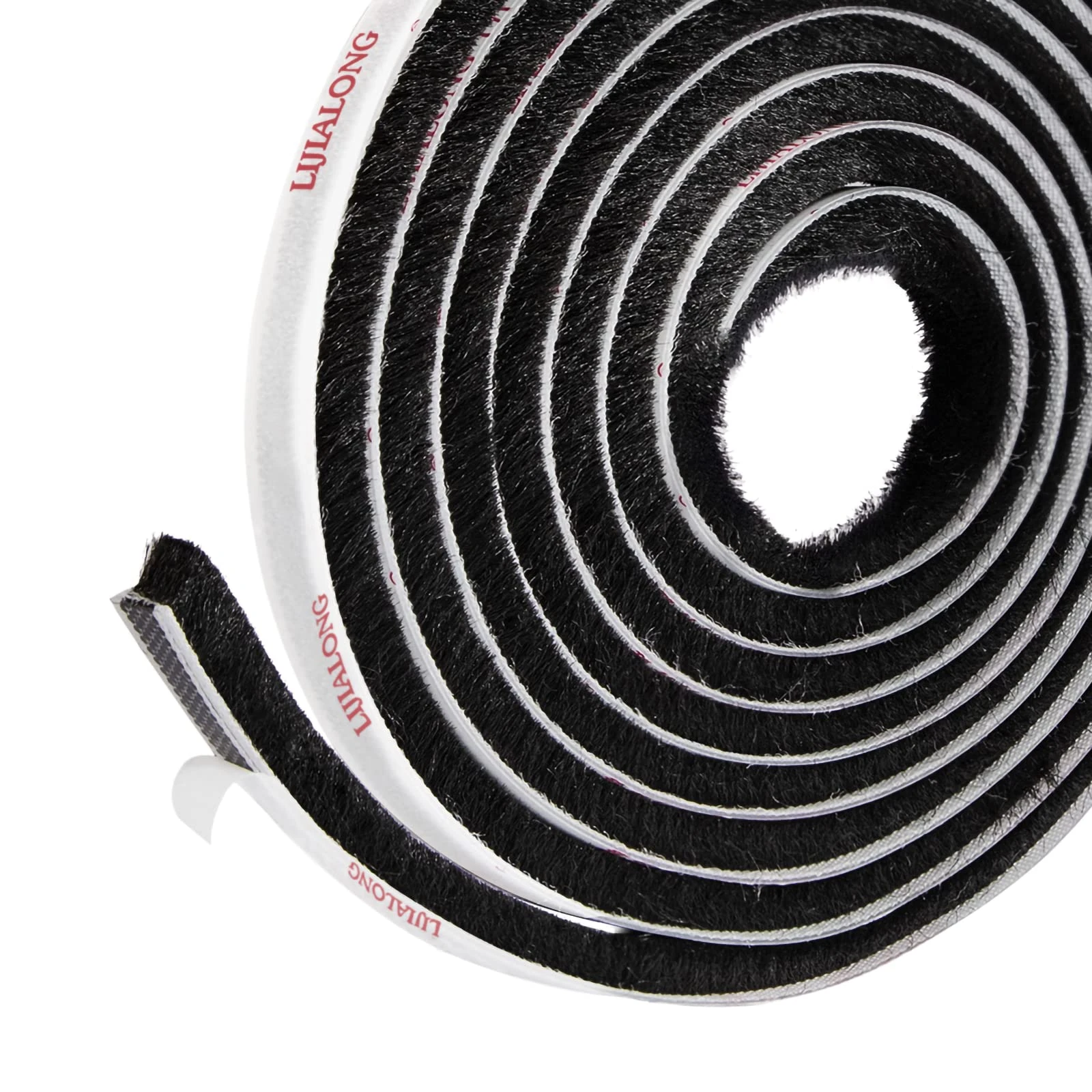 fowong Adhesive Brush Weather Stripping, 4.9 m(L) x9 mm(W) x 5mm(T), High Density Felt Door Brush Strip for Sliding Sash Door Window Wardrobe Seal (Black)