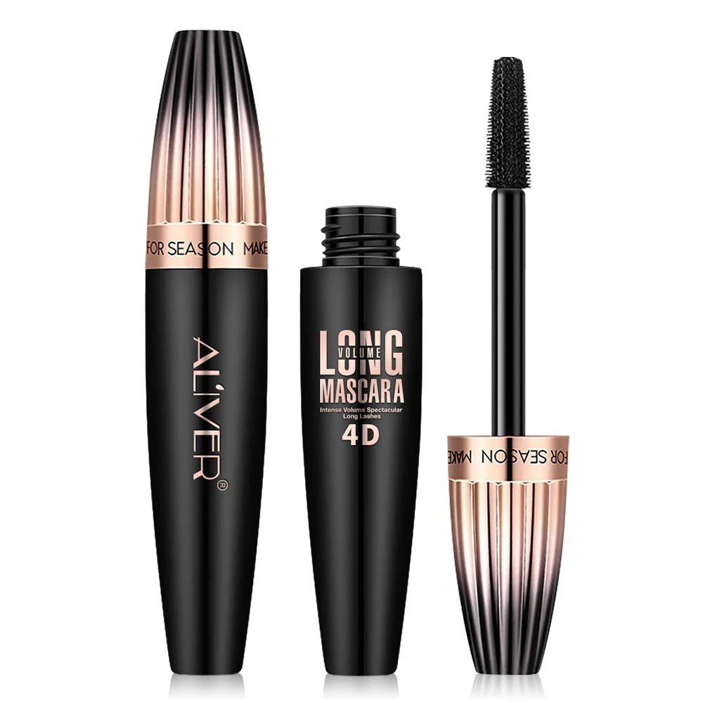 4D Silk Fiber Eyelash Mascara - Black, Extra Long & Thick, Waterproof & Smudge-Proof