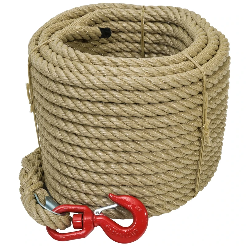 WerkaPro 10592 Pulley Rope with Hook 30 m Diameter 20 mm Braided Rope in 4 Strands Polypropylene