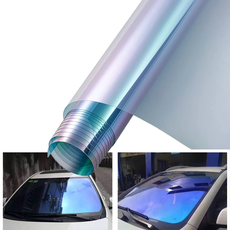 Dark Blue Chameleon Windshield Tint Car Window Foils Solar Protection Film Windshield Sun Shade Tint Film 29.5'' x 118'' - Image 1