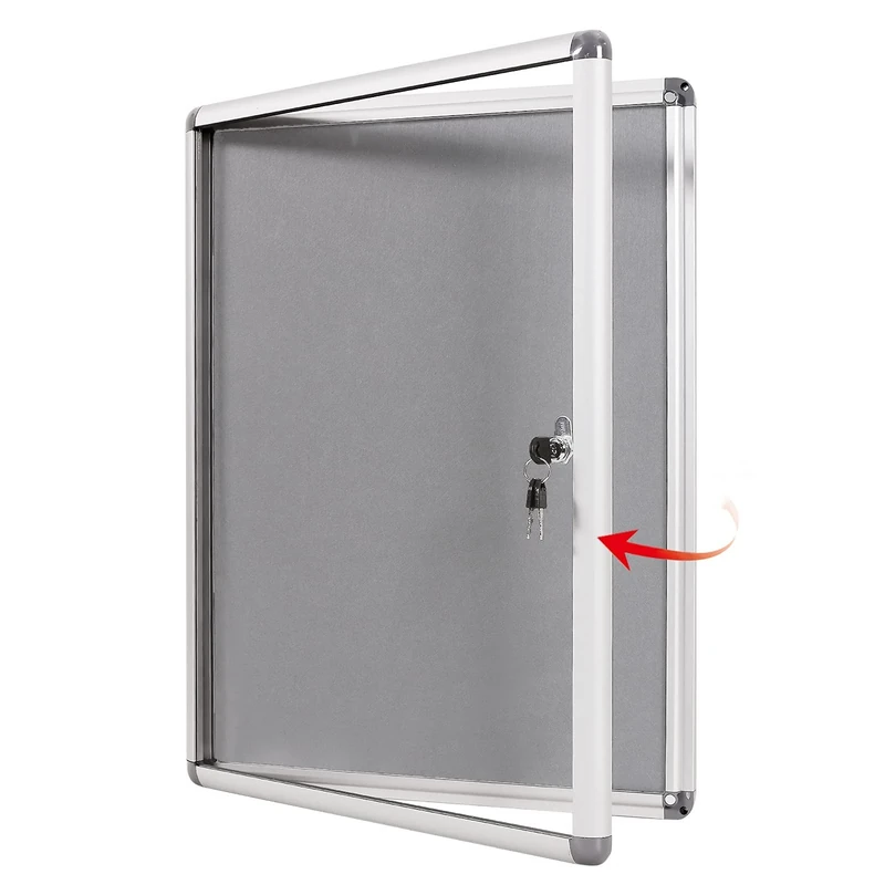 Swansea Lockable Notice Board Wall Pins Display Case for Photo Information Message with Aluminium Frame,Gray, 49x36cm(2xA4)