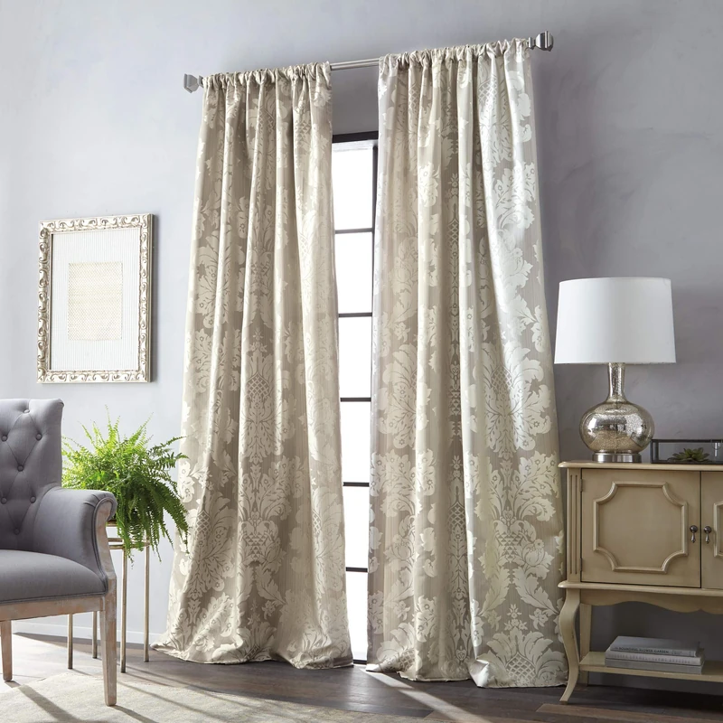 Martha Stewart Palermo Room Darkening Lined Rod Pocket Single Curtain Panel, 95", Champagne