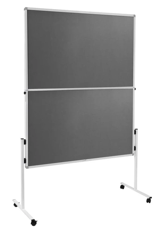Legamaster Economy workshop board foldable - grey - 150x120 cm - double-sided, felt-covered pinboard - can be used as a partition - incl. 4 lockable castors