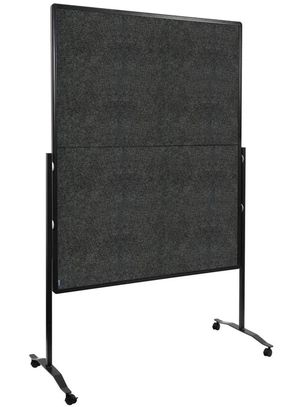 Legamaster Premium Plus workshop board foldable - anthracite - 150x120 cm - double-sided, felt-covered pinboard - can be used as a partition - incl. 4 lockable castors and click-in paper hooks