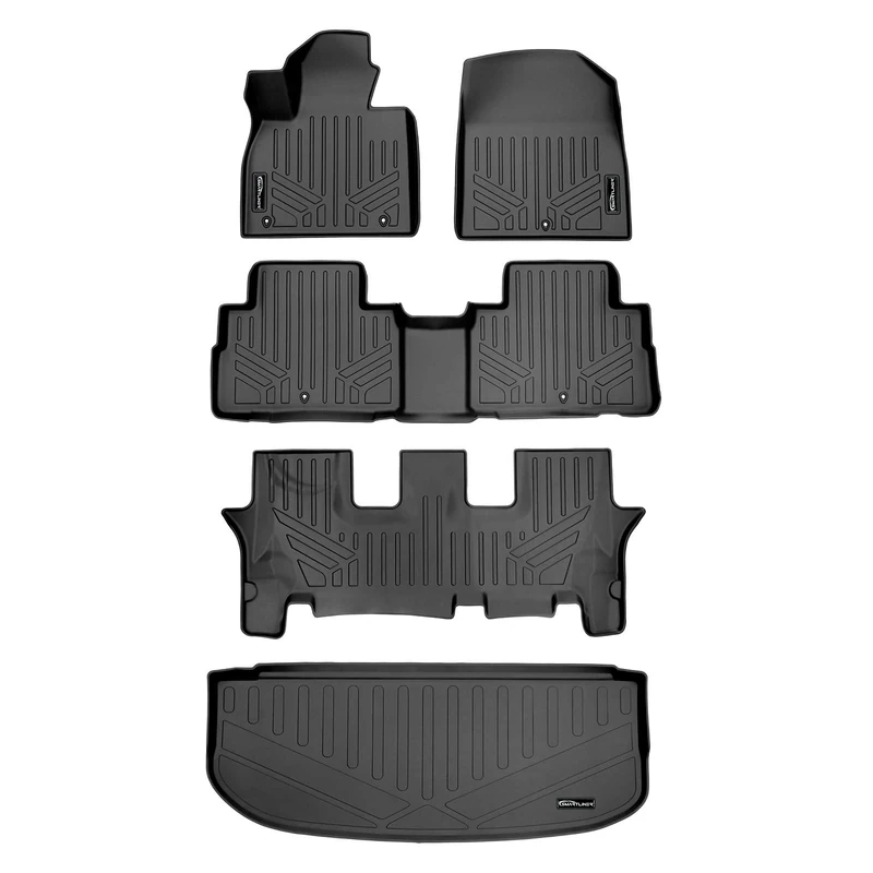 SMARTLINER Custom Fit Floor Mats 3 Rows and Cargo Liner Behind 3rd Row Set Black for for 2020 Hyundai Palisade