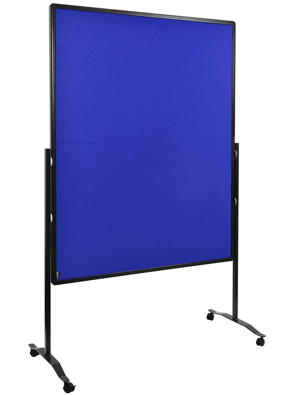 Legamaster Premium Plus workshop board foldable - navy blue - 150x120 cm - double-sided, felt-covered pinboard - can be used as a partition - incl. 4 lockable castors and click-in paper hooks