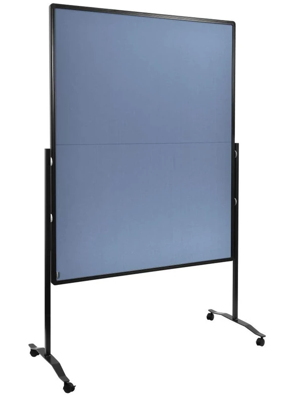 Legamaster Premium Plus workshop board foldable - blue-grey - 150x120 cm - double-sided, felt-covered pinboard - can be used as a partition - incl. 4 lockable castors and click-in paper hooks