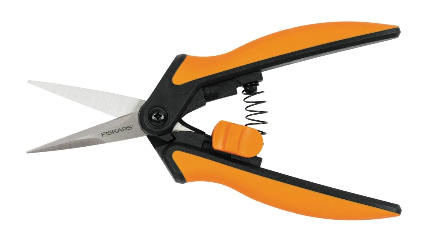 Fiskars Solid Snip Pruning Microtip SP13, Length: 21,5cm, Steel Blades/Plastic Handle, Black/Orange, 1051600