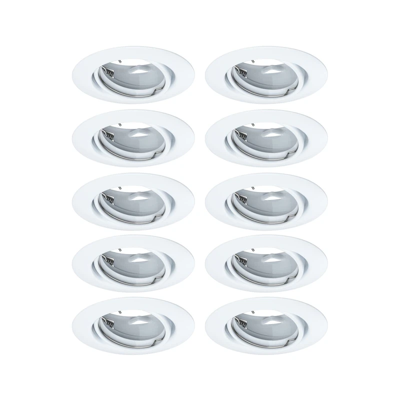 Paulmann 93400 LED Base recessed luminaire Round swivelling max. 10x10 watts recessed Spotlight White recessed lamp Metal Ceiling spot GU10