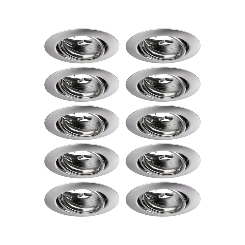 Paulmann 93399 LED Base recessed luminaire Round swivelling max. 10x10 watts recessed Spotlight Brushed Iron recessed lamp Metal Ceiling spot GU10