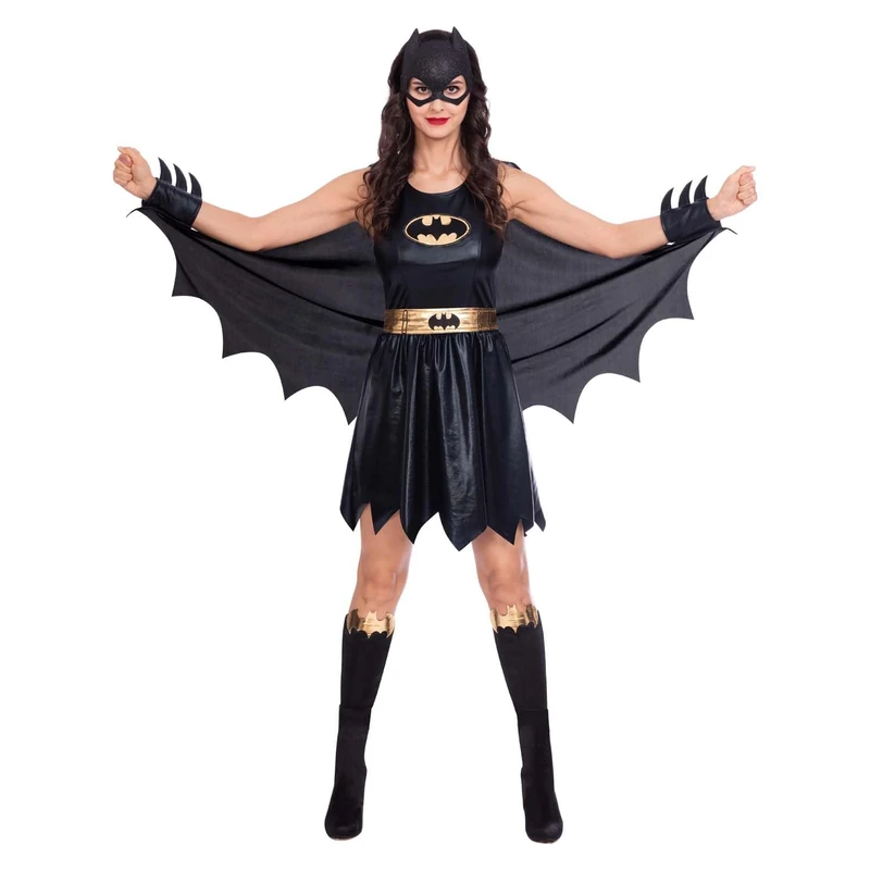 Amscan 9906154 Adult Womens Official Warner Bros. Licensed Batgirl Classic Fancy Dress Costume (UK Dress Size 10-12), Black
