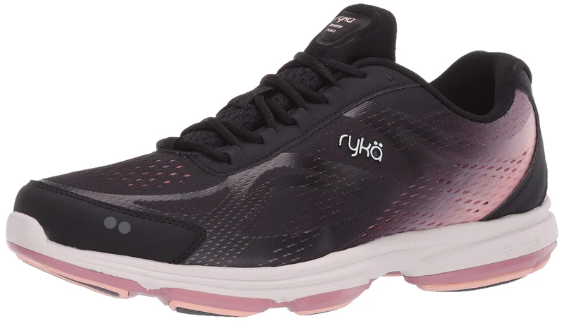 Ryka Women's Devotion Plus 2 Walking Shoe, Black/Rose, 7 UK