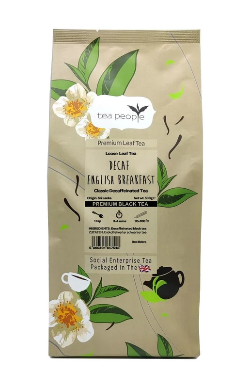 Tea People Decaf English Breakfast -500 g Loose Leaf Tea in Small Catering Pack, DEB-500g - Image 1