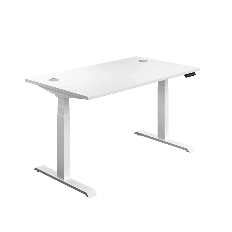 Office Hippo Sit Stand Desk with Electric Twin Motor and Built-in Memory, Engineered Wood, White with White Frame, 120 x 80 x 65 to 131 cm