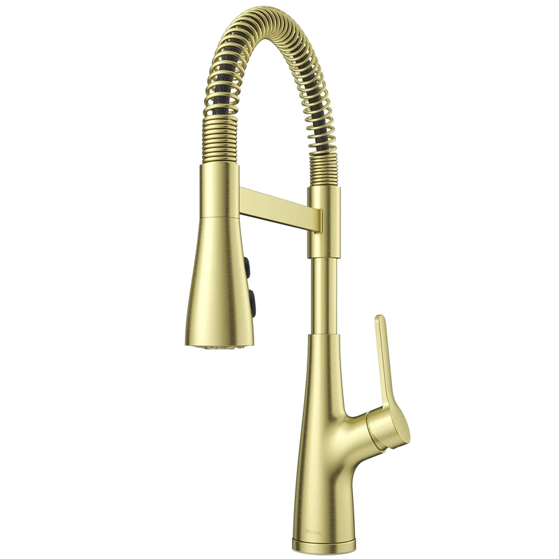 Pfister LG529-NECBG Neera Commercial Style Pull Down Kitchen Faucet with Spring Spout, Brushed Gold