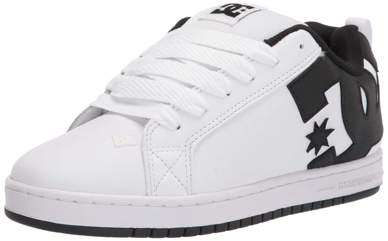 DC Shoes Men's Court Graffik Skate Shoe, White/Black/Black, 9 UK
