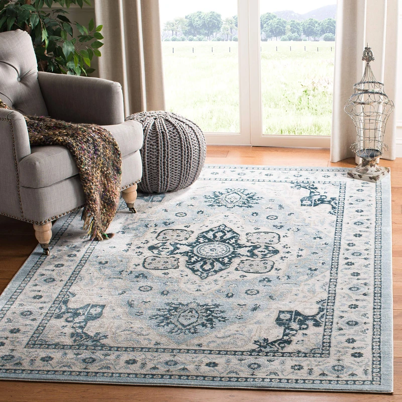 Safavieh Traditional Indoor Woven Rectangle Area Rug, Isabella Collection, ISA921, in Grey / Light Grey, 183 X 274 cm for Living Room, Bedroom or Any Indoor Space
