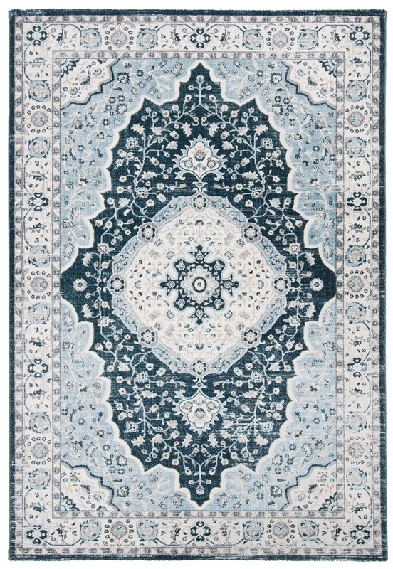 Safavieh Traditional Indoor Woven Rectangle Area Rug, Isabella Collection, ISA915, in Navy / Creme, 91 X 152 cm for Living Room, Bedroom or Any Indoor Space