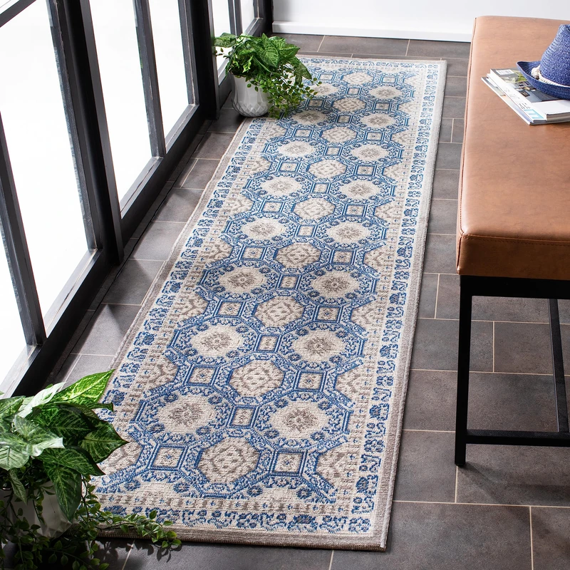 Safavieh Traditional Indoor Woven Runner Area Rug, Patina Collection, PTN320, in Light Grey / Ivory, 66 X 244 cm for Living Room, Bedroom or Any Indoor Space