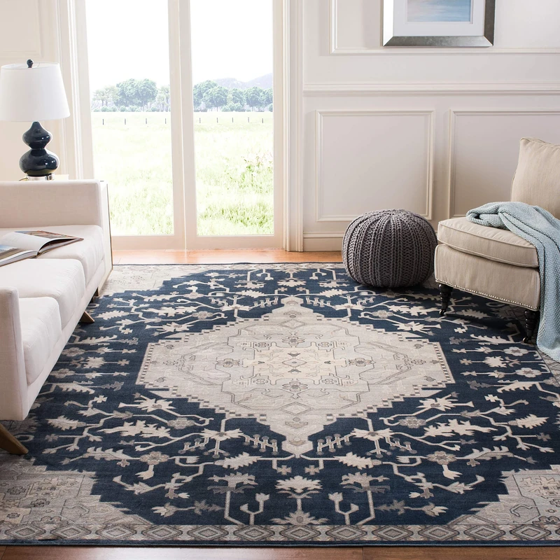 Safavieh Traditional Indoor Woven Rectangle Area Rug, Vintage Collection, VTG871, in Slate/Blue, 201 X 279 cm for Living Room, Bedroom or Any Indoor Space