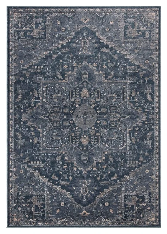 SAFAVIEH Traditional Rug for Living Room, Dining Room, Bedroom - Vintage Collection, Short Pile, in Light Blue and Dark Blue, 122 X 183 cm