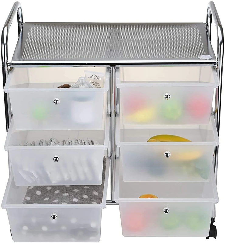 Mind Reader 3TROLL6-WHT Rolling Utility Cart, One Size, White 6 Drawer