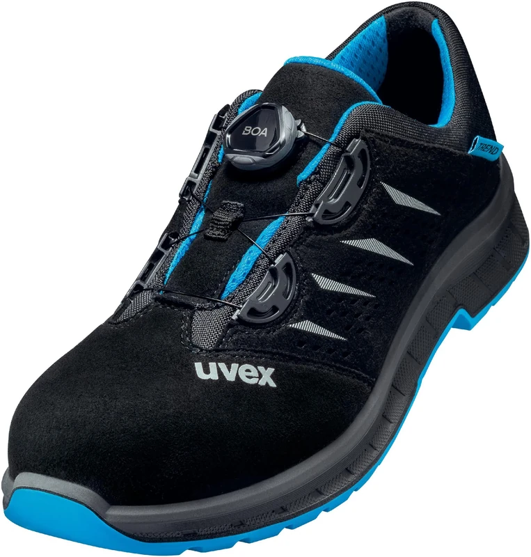 Uvex Men's 2 Trend Boa 6938 6938241 Safety Shoes S1P Dress Size: 41 Black/Blue Pack of 1, EU