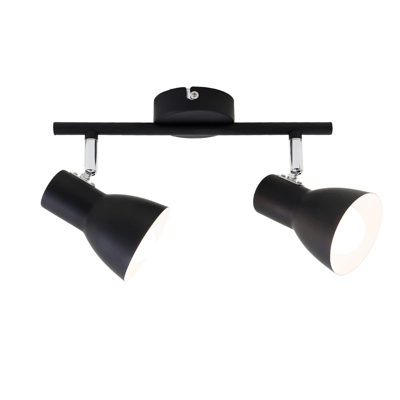 BRILONER Leuchten - Ceiling Light, Ceiling Spotlight, rotatable and swivelling Spotlight, 2X E14, max. 25 Watt, Retro, Black, 275x80x150mm (LxWxH)