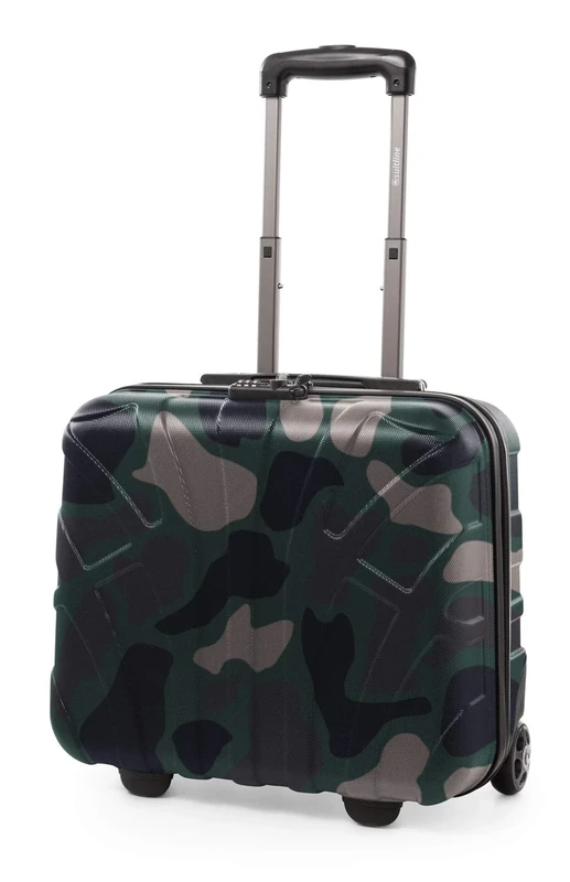 Suitline - Pilot Trolley, Hard Shell, Business Trolley, Cabin Suitcase, Pilot Case, Carry On Luggage, TSA, ABS, 2 Wheels, Camouflage