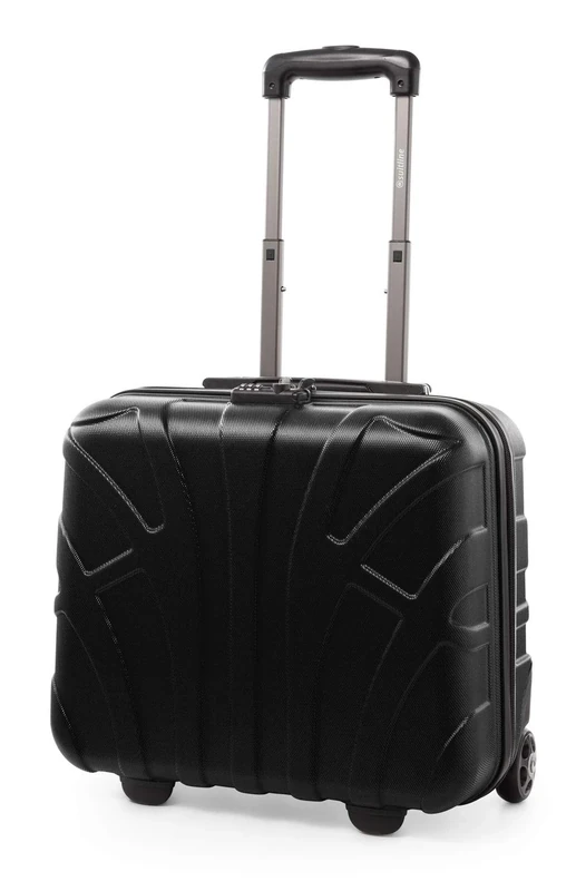 Suitline - Pilot Trolley, Hard Shell, Business Trolley, Cabin Suitcase, Pilot Case, Carry On Luggage, TSA, ABS, 2 Wheels, Black