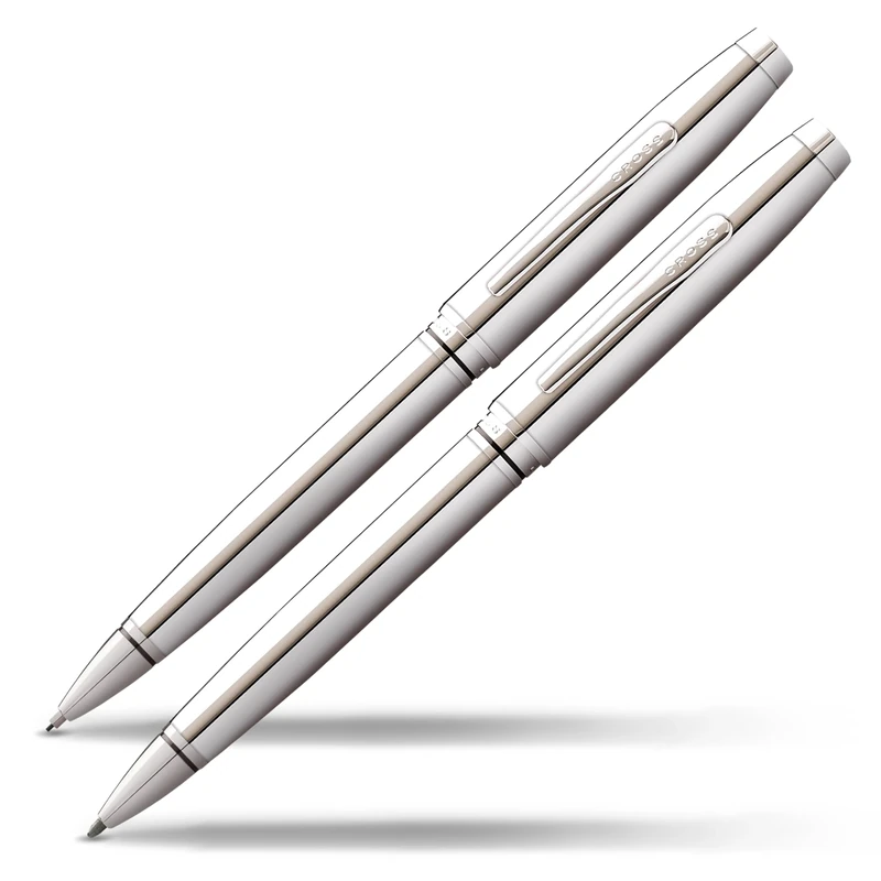 CROSS Coventry Ballpoint Pen and Mechanical Pencil Set (KS: Line Width M, DB 0.7 mm, Includes Gift Packaging) Glossy Chrome